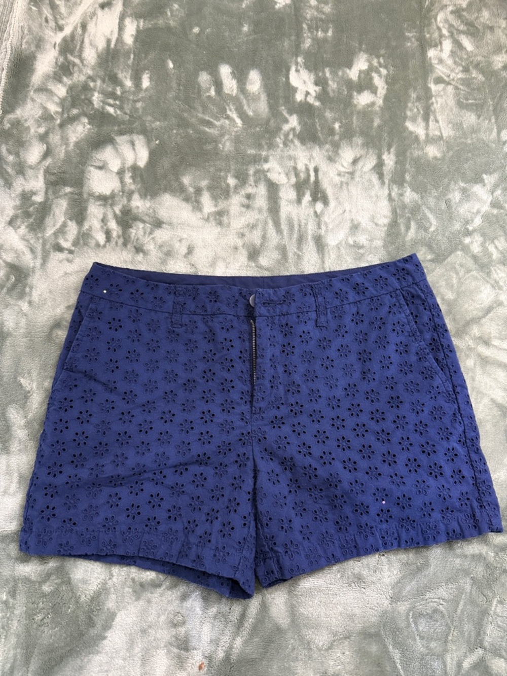 Faded Glory Navy Blue Eyelet High-Waist Shorts